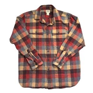 LL Bean Mens Chamois Flannel Traditional Fit Plaid Shirt Long Sleeve Large